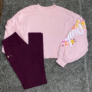 Vs pink ultimate leggings & matching crop sweater